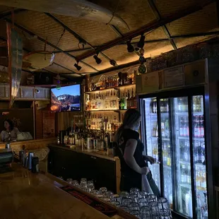 a woman at the bar