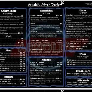 Night time Menu