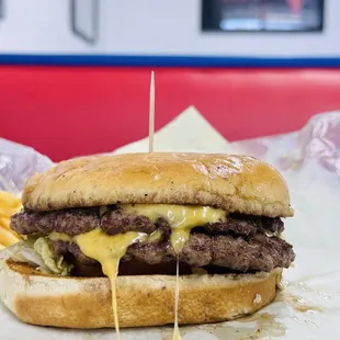 Double with two cheese and a side of fries!