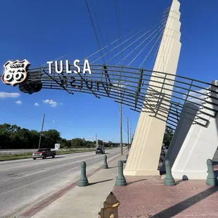 Historic Route 66 sign outside outlet store