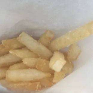 Fries are average.  Needed more time in fryer. They were done just not crisp enough for my taste..