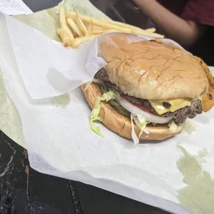 Double 2 cheese burger and fries