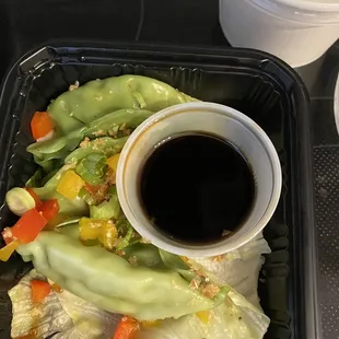 a salad and a drink