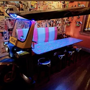 Real tuk tuk taxi converted into a 6 person table!
