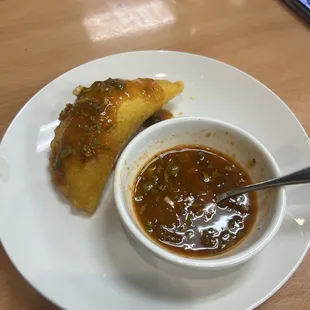 Empanada and sauce