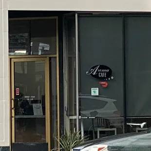 the entrance to the restaurant