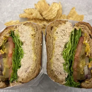 Tuna on wheat roll