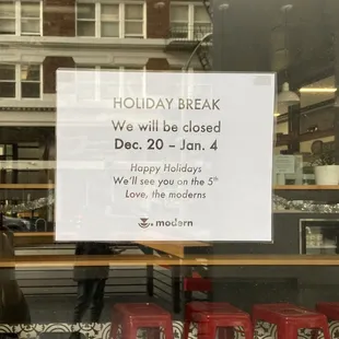 Holiday Break - Closed Dec 20, 2021-Jan 4, 2022