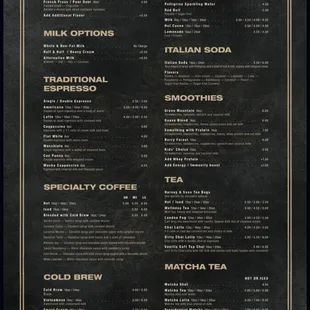 Online Menu as of 06.25.2023