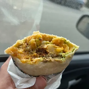 Cross section of the Chorizo Breakfasts Burrito