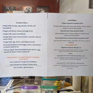 Lunch and Breakfast Menu