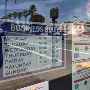 Business Hours as of 4/2/21