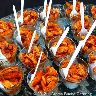 Yucatán-style Achiote Chicken Breast with Mango, over Cilantro Rice.