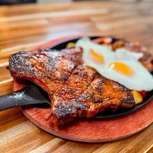 Breakfast Comalito with marinated pork chops