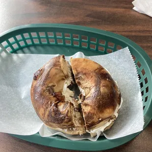 Cinnamon raisin bagel with cream cheese