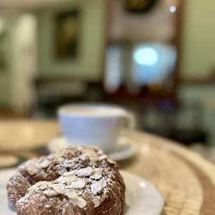 Brown butter coffee and Almond Croissant