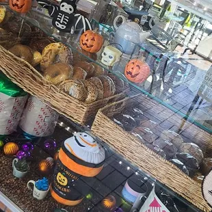 a display of baked goods