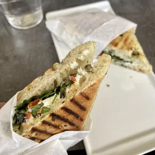 Goat Cheese &amp; Peppers Panini / Fresh. Goat cheese wasn't too gamy as I thought it'd be. / $8.76 (including tax)