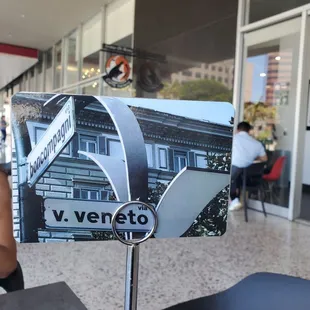 Table markers for our order. V. Veneto.