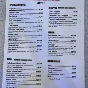 Menu on day 1, work in progress