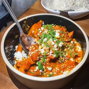 Butter chicken with goat cheese