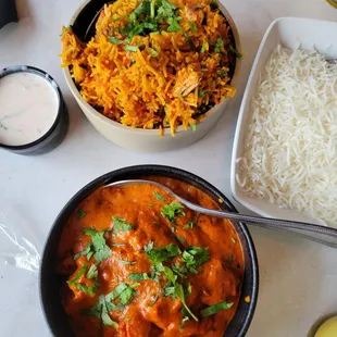 Chicken tikka masala and chicken dum biryani