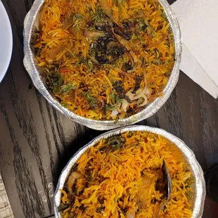 Veg and chicken biryani