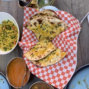 Chicken Tikka Masala, Garlic Shrimp Curry, Garlic Naan