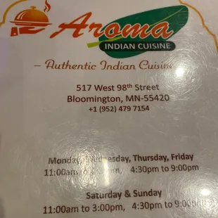 Menu cover