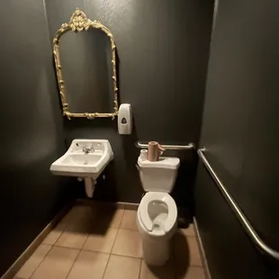 a bathroom with a toilet and sink