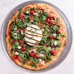 Burratella pizza with imported burrata cheese from italy