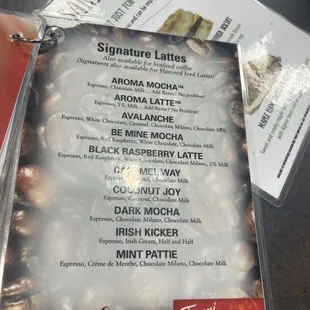 Signature lattes (side 1)