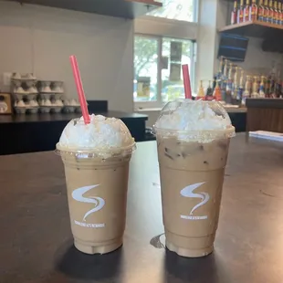 Medium and large iced coffee