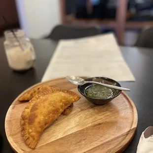 Beef Empanadas served with Chimichurri