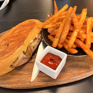 Cuban Sandwich with side of Fries.