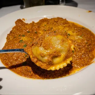 Ravioli with meat sauce