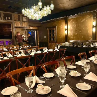 a dining room set for a party