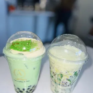 Pandan and purple rice avocado