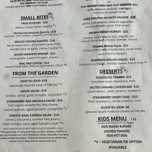 Lunch menu