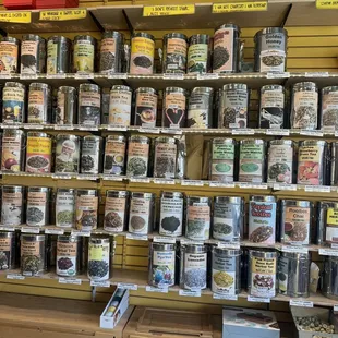 a variety of teas on display