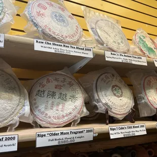 Flavorful tea cakes available as well as loose teas.