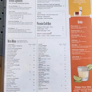 Menu continued