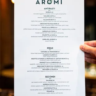 Front of menu