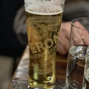 Stella in a Peroni glass