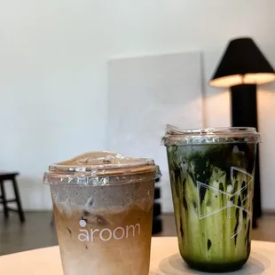 Sesame latte + gloomy matcha (ig: @alisa.eats.food)