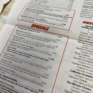Menu in newspaper format