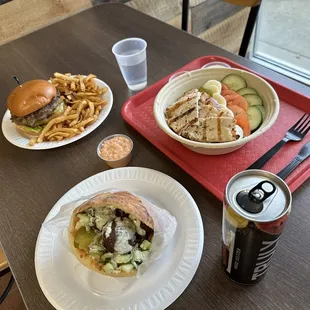 two plates of food on a table