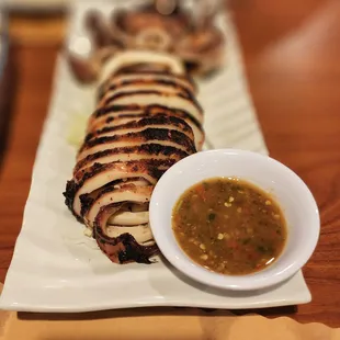 Grill whole squid