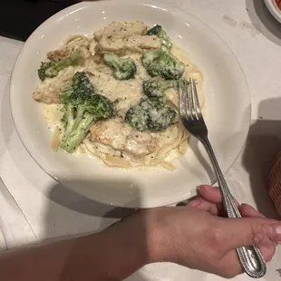 Chicken Fettucine Alfredo with broccoli