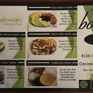 Menu as of June 2023